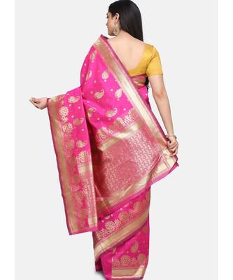 Rani Pink Poly Silk Designer Party Wear Saree 4