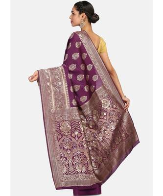 Purple Poly Silk Designer Party Wear Saree 4