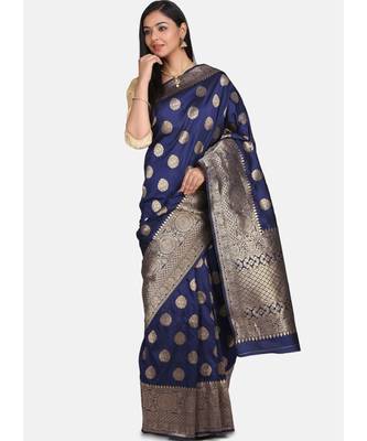 Royal Blue Art Silk Designer Party Wear Saree 1