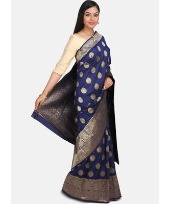 Royal Blue Art Silk Designer Party Wear Saree 3