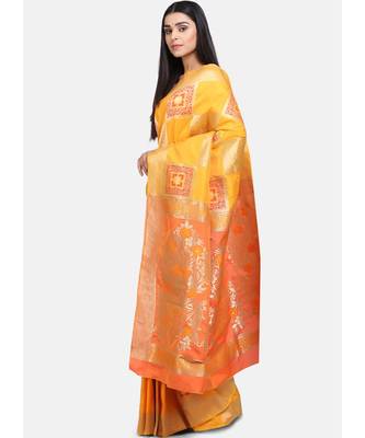 Yellow Art Silk Designer Party Wear Saree 3