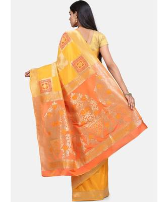 Yellow Art Silk Designer Party Wear Saree 4