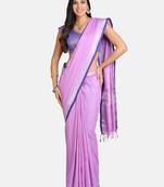 Vastranand  Purple Solid Angolla Linen Blend Saree
