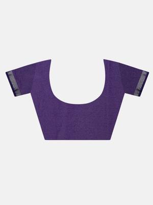 Vastranand  Purple Solid Angolla Linen Blend Saree 5