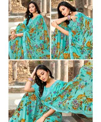 blue georgette sarees 2