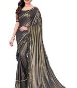 Black plain lycra saree with blouse