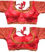 Gajari Color Embroidery Sequance Zari work Readymade Saree Blouse And Lehenga Choli