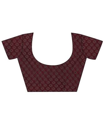 Women Jacquard  Net Saree marron 5