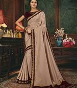   light rose embroidered silk saree with blouse