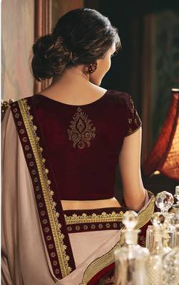   light rose embroidered silk saree with blouse 3