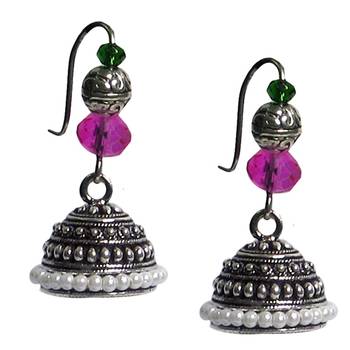 Pink Oxidized Jhumkas 1
