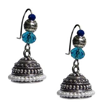 Blue Oxidized Jhumkas 1