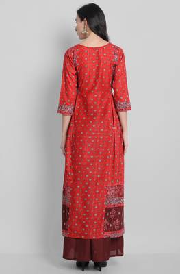Orange thread embroidery polyester salwar 3