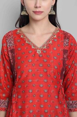 Orange thread embroidery polyester salwar 4