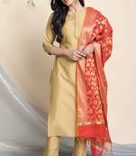 Gold plain polyester salwar
