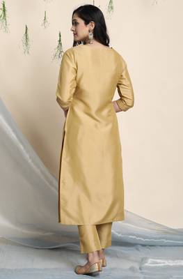 Gold plain polyester salwar 3