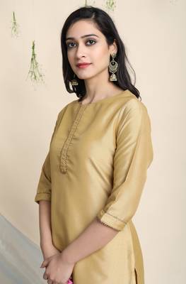 Gold plain polyester salwar 4