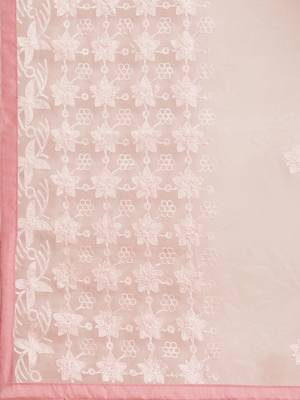 Pink embroidered organza saree with blouse 4