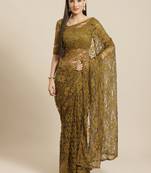 Green printed net saree with blouse