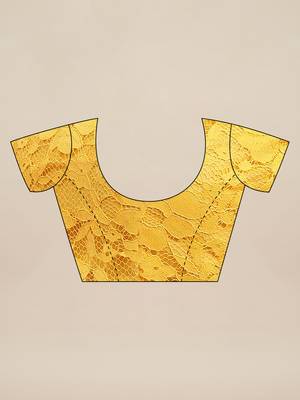 Yellow embroidered net saree with blouse 3