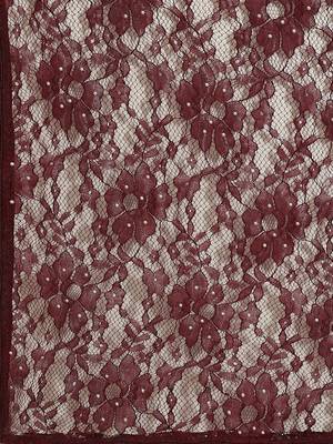 Violet embroidered net saree with blouse 4
