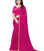 Pink printed chiffon saree with blouse