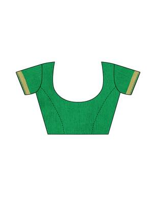 Green printed chiffon saree with blouse 5