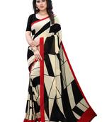 Black printed georgette saree with blouse