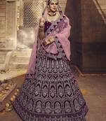 Wine embroidered georgette semi stitched lehenga