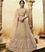 Golden embroidered georgette semi stitched lehenga