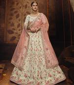 Off-white embroidered georgette semi stitched lehenga