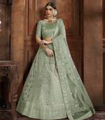 Light-green embroidered net semi stitched lehenga