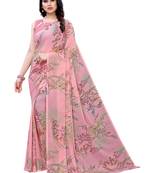 Light pink printed chiffon saree with blouse
