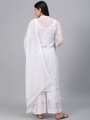 White hand woven art silk ethnic-kurtis 2