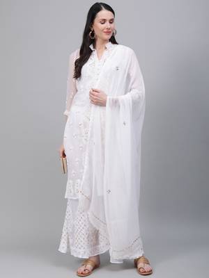 White hand woven art silk ethnic-kurtis 3