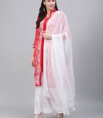 Red hand woven art silk ethnic-kurtis