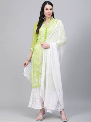 Light-green hand woven art silk ethnic-kurtis 1