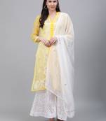 Yellow hand woven art silk ethnic-kurtis