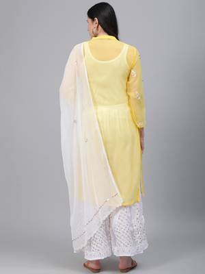 Yellow hand woven art silk ethnic-kurtis 2