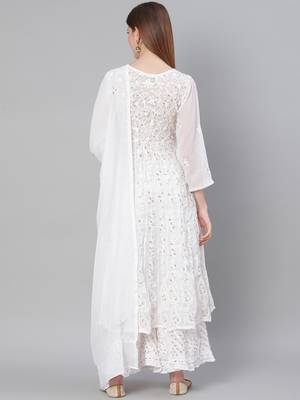 White hand woven art silk ethnic-kurtis 2