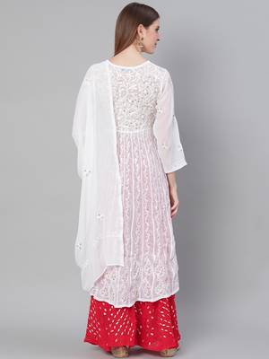 White hand woven art silk ethnic-kurtis 2