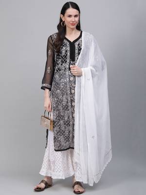 Black hand woven art silk ethnic-kurtis 1