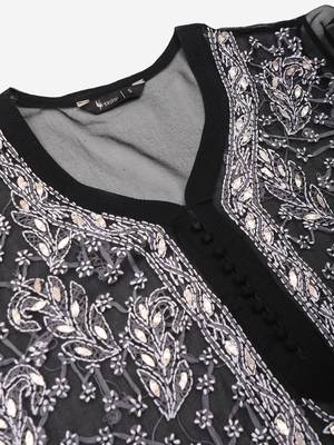 Black hand woven art silk ethnic-kurtis 4