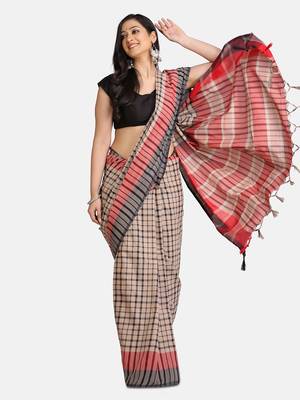 black woven cotton saree with blouse 1