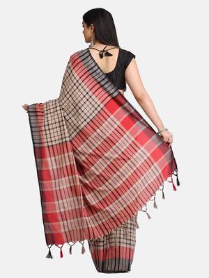 black woven cotton saree with blouse 5
