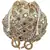 Shoptory India Golden Beads Hand Embroidered Silk Women's Potli With Pearl Handle for Return Gifts, Wedding - Golden