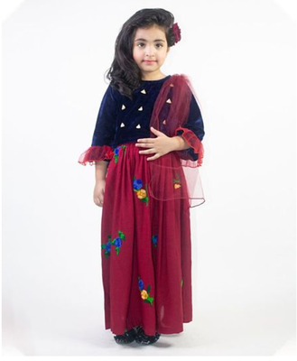 Ruviero Embroidery lehenga with velvet choli duppata set 1