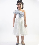 Ruviero sequin bow white netted frock
