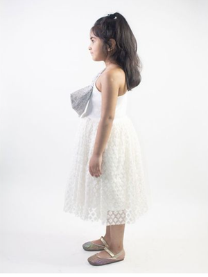 Ruviero sequin bow white netted frock 3