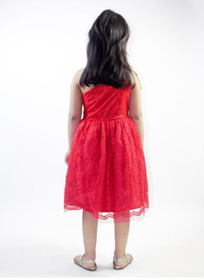 Ruviero sequin bow Red netted frock 2